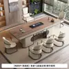Mesa de Té de Pizarra con Veta de Madera 2025 Nuevo Juego de Té de Gama Alta Estilo Chino Nuevo Tetera Integrada Mesa de Té Totalmente Automática para Oficina