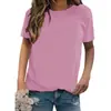 Talla Europea Algodón t Transfronterizo Color Puro Liso Claro Una Pieza Venta al por Mayor Manga Corta Aliexpress Amazon Estación Independiente Europa