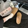 Sapatos Burkan Baotou Retrô Francês Feminino Inverno 2024 Forrados com Lã Novos Solado Macio Casuais Combinam com Tudo Meias de Casa Meio Aberto Casuais