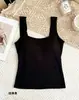 Camiseta sin mangas acanalada cepillada de otoño e invierno para mujer, adelgazante, (Hueco/Transparente), Tirantes Anchos, Prenda Base, Ropa Interior, Ropa Exterior, Top sin Mangas