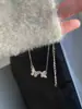 Colar Borboleta Dupla Super Brilhante Estilo Coreano para Mulheres, Senso de Design, Fashion, Simples, Versátil, Corrente para Clavícula, Nicho, Individual, Acessório de Temperamento