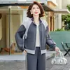 Conjunto de otoño para madre 2026 nuevo modelo, chaqueta elegante y con clase de cuello alto, ropa para mujeres de mediana edad y mayores, blusa para mujer de 50 años, talla grande