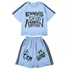 Conjunto Genial y Estiloso para Niños 2026 Nuevo de Moda Estilo Urbano Manga Corta Shorts Conjunto de Verano para Niños, Ropa Deportiva Genial y Casual