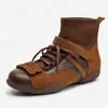 Botas de Cano Alto Estilo Wasteland Moda Moderna Respirável Patchwork Outono/Inverno 2026 Versátil Moda Botas Novo Modelo