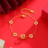 Colar com Laço Dourado de Areia Vietnamita, Duradouro, Pulseira Versátil de Luxo Leve para Mulheres, Joias de Ouro de Imitação, Pulseira de Flor Grande