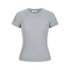 Tiro Real Camiseta de Manga Corta Ajustada Cuello Redondo para Mujer Verano 2025 Nuevo Top de Punto Ajustado Ajustado Amarillo Crema 79187