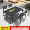Juego de Mesa y Sillas para Exteriores, Juego de Mesa y Sillas de Plástico Madera Anti-Corrosión para Comedor de Ocio en Patio, Mesa y Sillas de Té al Aire Libre para Jardín de Villa y Balcón