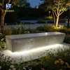 Banca larga translúcida de cemento UHPC para jardines exteriores, asiento de hormigón luminoso para paisajes nocturnos, disponible en patrones personalizables