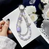 Nova Corrente de Celular Dupla Camada de Saturno com Contas de Cristal, Pulseira Doce com Contas, Chaveiro Curto, Pingente de Bolsa, Acessório de Pulso