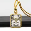 Mini Pingente Thangka de Aço Titânio Dourado Colorido Vida Passada e Presente Cinco Elementos Huang Caishen Rastreando Ouro Pingente Thangka Colar