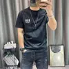 Camiseta de Manga Corta para Hombre Marca de Moda Verano Holgada Manga de Tres Cuartos Nuevo Estilo 2026 Moda de Celebridad de Internet Top Sencillo con Estampado