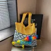 Bolsa de Crochê Vazada com Peixe para o Trabalho de Outono, Bolsa de Ombro Grande Capacidade para Mulheres, Leve e Versátil para Uso Diário de Estudantes