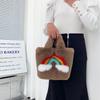 Bolsa Arcoíris Peluda Casual Nueva Otoño e Invierno 2022 Moda Femenina Bolsa Peluda Portátil Bolso Tote de Gran Capacidad