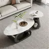 Mesa de centro ovalada de cristal templado con cristales de lujo ligero estilo italiano, creativa, para sala de estar, uso doméstico, con una estética de alta gama