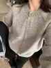 Cardigan de Malha com Botões Xadrez Retro Simples Coreano Feminino Design Outono e Inverno Suave Elegante Jaqueta Suéter Top