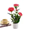 Plantas en Maceta de Camelia de Cuatro Cabezas Transfronterizas, Flores Artificiales Creativas, Adornos Decorativos para Estudio Fotográfico en Casa, Plantas Verdes Artificiales, Plantas en Maceta Artificiales