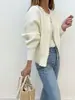 Suéter de Tricô com Gola Redonda e Detalhe de Pérolas para Comércio Exterior Transfronteiriço 2026 Manga Curta Manga Longa Cardigan de Artesanato Pesado Casaco Fashion para Mulheres