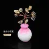 Árbol de la vida de cristal natural rosa, morado y amarillo, árbol del dinero, mini jarrón, adorno de decoración de oficina de cristal rosa natural