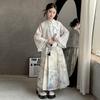 Conjunto de saia com cara de cavalo para meninas 2024 Novo conjunto infantil Hanfu primavera e outono Tang Novo conjunto de duas peças estilo chinês clássico chinês