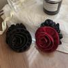 Cuerda para el cabello con punta ondulada estilo occidental de moda retro, anillo para el intestino con flor de rosa de color de contraste de alta gama, cuerda para el cabello con cola de caballo en la parte posterior de la cabeza