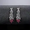 Nuevo Vestido de Banquete de Moda de Lujo de Jinse Combinado con Pendientes Largos de Flor de Circonita Lujosos y Elegantes para Mujer