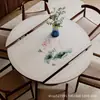 Tapete de mesa redondo dobrável estilo chinês, tapete de mesa oval, toalha de mesa de couro à prova d'água e de óleo para mesa de jantar da sala de estar, personalizável