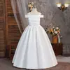 Nuevo Vestido Blanco de Princesa para Bebé Niña de un Hombro con Correa de Lazo Vestido Largo Vestido Formal Vestido de Fiesta para Festival Infantil