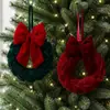Guirlanda de Natal de Veludo Transfronteiriça Enfeite para Porta da Frente Laço Trançado DIY Decoração de Natal Ornamento Pendurado