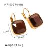 Brincos de aço de titânio de zircão embutido em forma de coração de esmeralda retrô europeu e americano transfronteiriço temperamento high-end brincos simples para mulheres atacado
