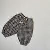 GL-kids - Pantalones deportivos finos para hombre y mujer, estilo coreano, primavera y verano, recién llegados, con cordones a cuadros para niños.