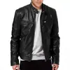 Jaqueta de Couro Europeia Transfronteiriça Masculina Gola Vertical Moderna Primavera e Outono Nova Jaqueta de Couro Roupa de Biker Bonita Juventude Tamanho Plus Jaqueta