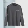 Envío RápidoCamiseta de Manga Larga para Hombre con Cuello Semi Alto y Tejido Térmico de Doble Cara, Prenda Base de Marca de Moda para Otoño