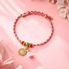Pulsera Zongzi de Hortensia del Día de Mayo, Nueva Cuerda Roja Tejida a Mano para Niños y Bebés, Pulsera de Cuentas DIY de Alta Calidad