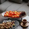 Mesa de Centro Retro Minimalista para Sala de Estar Frutero Bandeja para Encimera de Restaurante Bar Habitación de Muestra Adorno de Decoración para el Hogar Negro