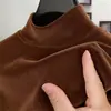 Camiseta de manga larga de forro polar doble cara transfronteriza para hombre, otoño e invierno, con forro de forro polar añadido para mayor calidez, diseño de cuello medio, camiseta interior para hombre