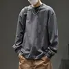 Nueva Camiseta de Manga Larga con Cuello Redondo Holgada para Hombre Otoño 2026, Camiseta Básica Versátil de Marca Moderna Estilo Americano, Top de Color Sólido Talla Grande