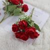 Buquê de seis cabeças de buquê de simulação de peônia pequena flor decoração de mesa fabricantes atacado decoração para casa flores de seda estilo nórdico