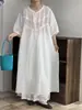 Verano 2026 Nuevo Vestido de Lino con Cuello Redondo Estilo Japonés Falda Larga Holgada Vestido Pulóver Versátil Retro