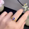 Anillo de Tanzanita Natural Plata 925 Anillo Incrustado Joyería Llamativa de Lujo Transfronteriza Venta Caliente en Transmisión en Vivo