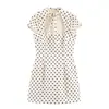 Comércio Exterior Atacado Primavera Nova Vestido Curto Estilo Europeu e Americano com Decoração de Laço 2213777