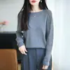 Top de punto de ganchillo resistente de lana finamente hilada para mujer, otoño e invierno, hombros descubiertos, holgado, calado, elegante, top base de suéter