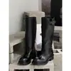 Botas Altas de Tacón Grueso para Mujer, Estilo Retro Otoño 2026, con Hebilla, Suela Gruesa, que Aumentan la Altura, Punta Redonda, Adelgazantes, Botas de Monta