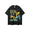 Camiseta de manga larga informal con estampado de retrato de rap americano, estilo hip hop, estilo retro, lavado urbano, para otoño, para hombres y mujeres