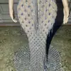 Amazon Fantasia Brilhante de Diamante Suspensório Sem Manga Costas Nuas Sexy Elegante Cauda de Peixe Luxuosa Fantasia Performance Jantar