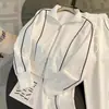Conjunto esportivo da moda estilo rua para mulheres, moda outono, casual, rejuvenescedor, estiloso, moletom com zíper e calça pantalona, conjunto de duas peças, preto