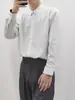 2025 Novo Estilo Leve e Maduro Não Amassa Camisa de Tecido Fluido Sedoso Manga Longa Masculina Solta Tendência Chiffon Top Leve e Maduro