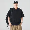 Camisa Polo Masculina Resistente de Manga Curta com Gola, Solta e Confortável, Versátil, com Zíper, Casual, Moderna, com Bolso Frontal