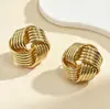 Pendientes Redondos Geométricos Huecos Creativos Minimalistas de Nicho con Patrón Retorcido Retro Pequeños y Exquisitos Europeos y Americanos