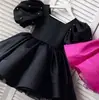 Vestido de Anfitriona para Niña con Mangas Abullonadas de Perlas, Falda Tutú de Princesa, Disfraz Rojo Rosa para Performance de Piano Infantil