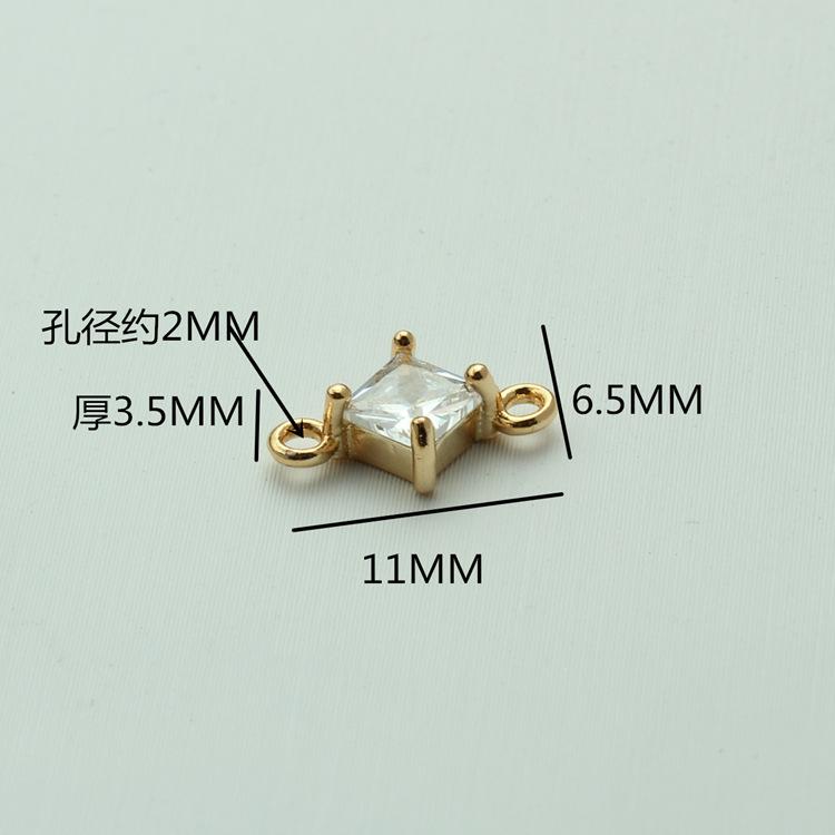 双吊环方形锆石吊坠04